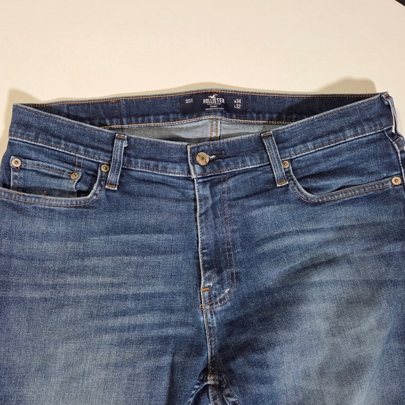 Hollister Epic Flex Mens‎ Skinny Jeans Dark Wash W34 L32 Damaged Crutch - Picture 3 of 14